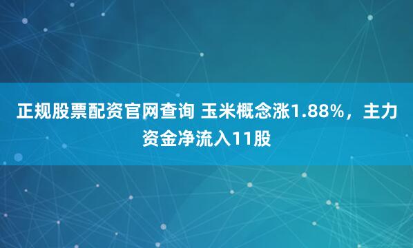 正规股票配资官网查询 玉米概念涨1.88%，主力资金净流入11股
